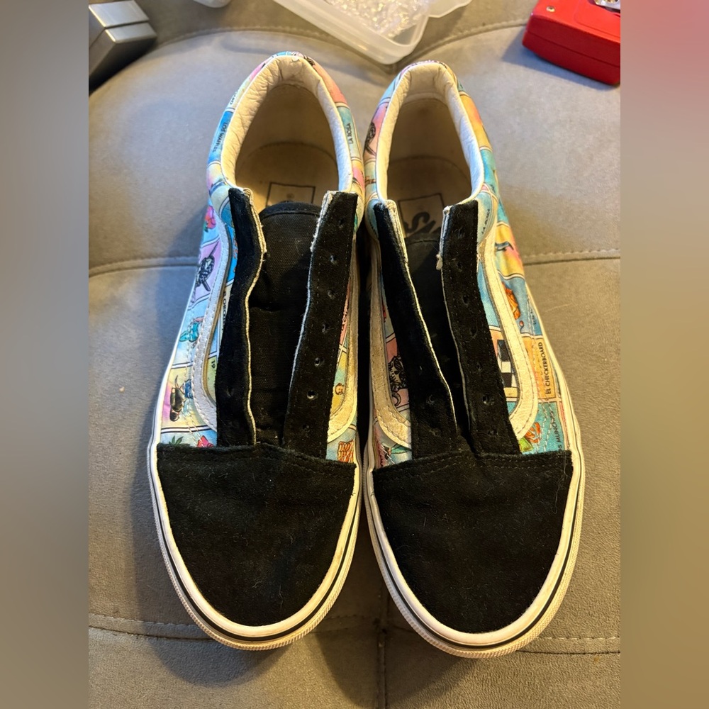 Vans Women's Black Suede & Multicolor Printed Slip-On Sneakers